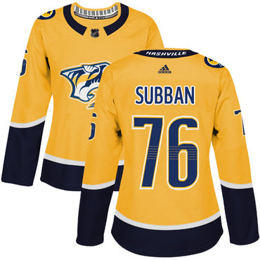 Personalized Women’s Nashville Predators #76 P.K Subban Yellow Home Authentic Stitched NHL Jersey