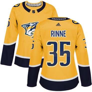 Personalized Women’s Nashville Predators #35 Pekka Rinne Yellow Home Authentic Stitched NHL Jersey