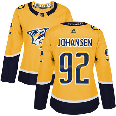 Personalized Women’s Nashville Predators #92 Ryan Johansen Yellow Home Authentic Stitched NHL Jersey