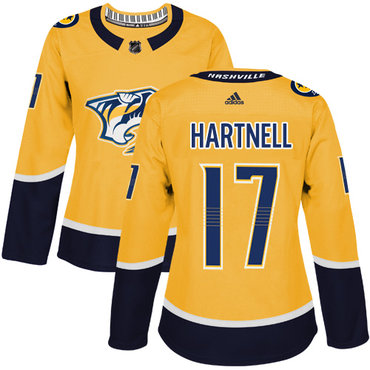 Personalized Women’s Nashville Predators #17 Scott Hartnell Yellow Home Authentic Stitched NHL Jersey
