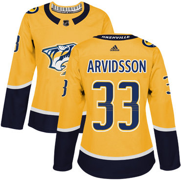 Personalized Women’s Nashville Predators #33 Viktor Arvidsson Yellow Home Authentic Stitched NHL Jersey
