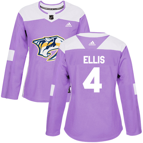 Personalized Women’s Nashville Predators #4 Ryan Ellis Purple Authentic Fights Cancer Stitched NHL Jersey
