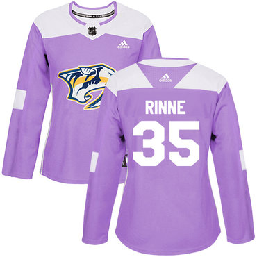 Personalized Women’s Nashville Predators #35 Pekka Rinne Purple Authentic Fights Cancer Stitched NHL Jersey