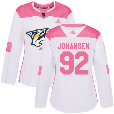 Personalized Women’s Nashville Predators #92 Ryan Johansen White Pink Authentic Fashion Stitched NHL Jersey