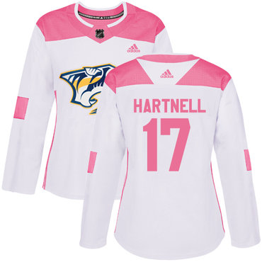 Personalized Women’s Nashville Predators #17 Scott Hartnell White Pink Authentic Fashion Stitched NHL Jersey