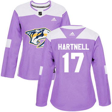 Personalized Women’s Nashville Predators #17 Scott Hartnell Purple Authentic Fights Cancer Stitched NHL Jersey
