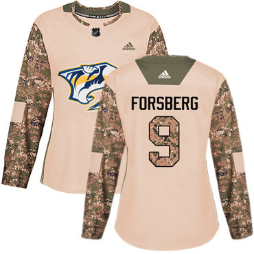 Personalized Women’s Nashville Predators #9 Filip Forsberg Camo Authentic 2017 Veterans Day Stitched NHL Jersey