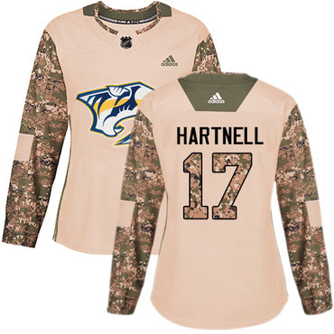 Personalized Women’s Nashville Predators #17 Scott Hartnell Camo Authentic 2017 Veterans Day Stitched NHL Jersey