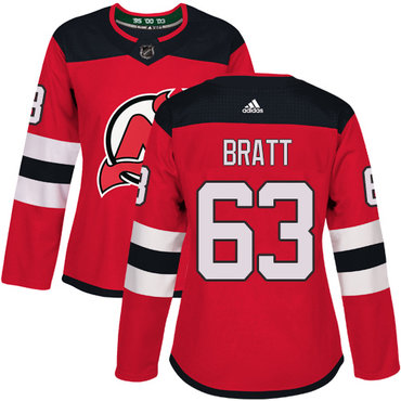 Personalized Women’s New Jersey Devils #63 Jesper Bratt Red Home Authentic Stitched NHL Jersey