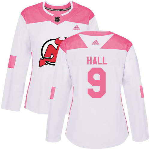 Personalized Women’s New Jersey Devils #9 Taylor Hall White Pink Authentic Fashion Stitched NHL Jersey