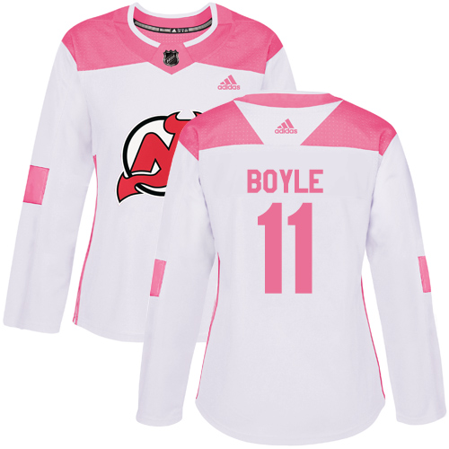 Personalized Women’s New Jersey Devils #11 Brian Boyle White Pink Authentic Fashion Stitched NHL Jersey