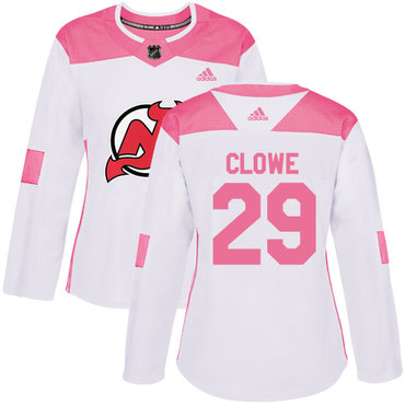 Personalized Women’s New Jersey Devils #29 Ryane Clowe White Pink Authentic Fashion Stitched NHL Jersey