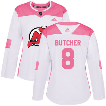 Personalized Women’s New Jersey Devils #8 Will Butcher White Pink Authentic Fashion Stitched NHL Jersey