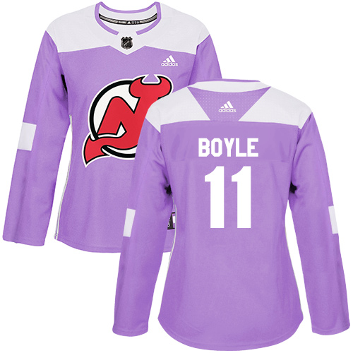Personalized Women’s New Jersey Devils #11 Brian Boyle Purple Authentic Fights Cancer Stitched NHL Jersey
