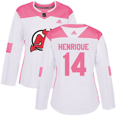 Personalized Women’s New Jersey Devils #14 Adam Henrique White Pink Authentic Fashion Stitched NHL Jersey