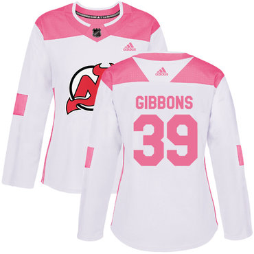 Personalized Women’s New Jersey Devils #39 Brian Gibbons White Pink Authentic Fashion Stitched NHL Jersey