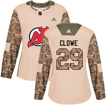 Personalized Women’s New Jersey Devils #29 Ryane Clowe Camo Authentic 2017 Veterans Day Stitched NHL Jersey