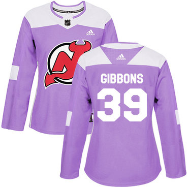 Personalized Women’s New Jersey Devils #39 Brian Gibbons Purple Authentic Fights Cancer Stitched NHL Jersey