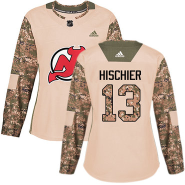 Personalized Women’s New Jersey Devils #13 Nico Hischier Camo Authentic 2017 Veterans Day Stitched NHL Jersey