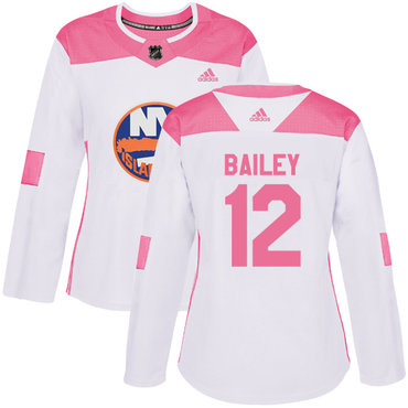 Personalized Women’s New York Islanders #12 Josh Bailey White Pink Authentic Fashion Stitched NHL Jersey