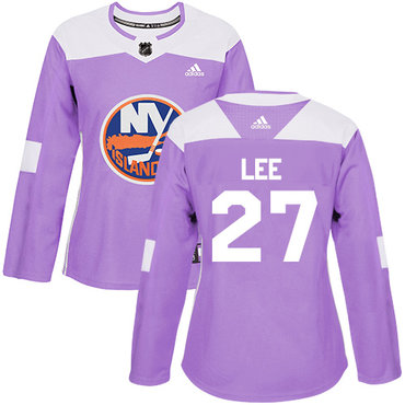Personalized Women’s New York Islanders #27 Anders Lee Purple Authentic Fights Cancer Stitched NHL Jersey