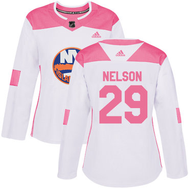 Personalized Women’s New York Islanders #29 Brock Nelson White Pink Authentic Fashion Stitched NHL Jersey