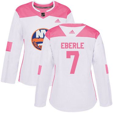 Personalized Women’s New York Islanders #7 Jordan Eberle White Pink Authentic Fashion Stitched NHL Jersey