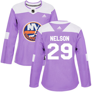 Personalized Women’s New York Islanders #29 Brock Nelson Purple Authentic Fights Cancer Stitched NHL Jersey