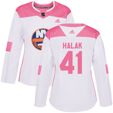 Personalized Women’s New York Islanders #41 Jaroslav Halak White Pink Authentic Fashion Stitched NHL Jersey