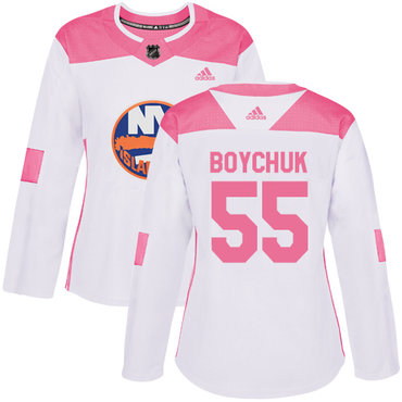 Personalized Women’s New York Islanders #55 Johnny Boychuk White Pink Authentic Fashion Stitched NHL Jersey