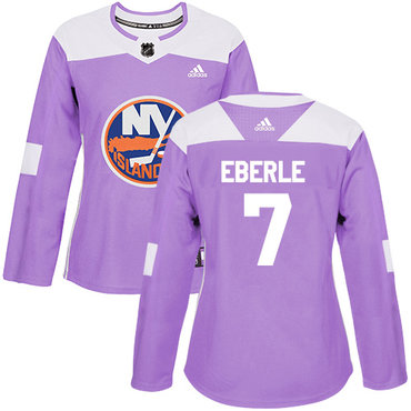 Personalized Women’s New York Islanders #7 Jordan Eberle Purple Authentic Fights Cancer Stitched NHL Jersey