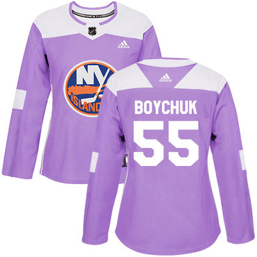 Personalized Women’s New York Islanders #55 Johnny Boychuk Purple Authentic Fights Cancer Stitched NHL Jersey