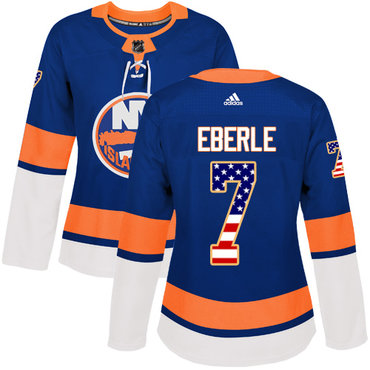 Personalized Women’s New York Islanders #7 Jordan Eberle Royal Blue Home Authentic USA Flag Stitched NHL Jersey