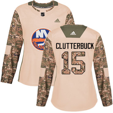 Personalized Women’s New York Islanders #15 Cal Clutterbuck Camo Authentic 2017 Veterans Day Stitched NHL Jersey
