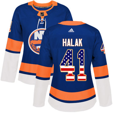 Personalized Women’s New York Islanders #41 Jaroslav Halak Royal Blue Home Authentic USA Flag Stitched NHL Jersey
