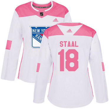 Personalized Women’s New York Rangers #18 Marc Staal White Pink Authentic Fashion Stitched NHL Jersey