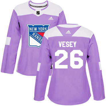 Personalized Women’s New York Rangers #26 Jimmy Vesey Purple Authentic Fights Cancer Stitched NHL Jersey