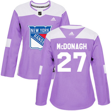 Personalized Women’s New York Rangers #27 Ryan McDonagh Purple Authentic Fights Cancer Stitched NHL Jersey