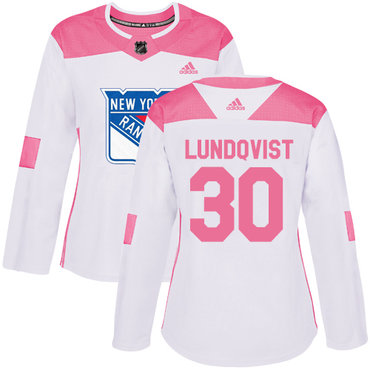 Personalized Women’s New York Rangers #30 Henrik Lundqvist White Pink Authentic Fashion Stitched NHL Jersey