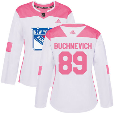 Personalized Women’s New York Rangers #89 Pavel Buchnevich White Pink Authentic Fashion Stitched NHL Jersey