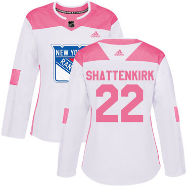 Personalized Women’s New York Rangers #22 Kevin Shattenkirk White Pink Authentic Fashion Stitched NHL Jersey