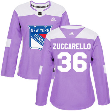 Personalized Women’s New York Rangers #36 Mats Zuccarello Purple Authentic Fights Cancer Stitched NHL Jersey