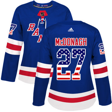 Personalized Women’s New York Rangers #27 Ryan McDonagh Royal Blue Home Authentic USA Flag Stitched NHL Jersey