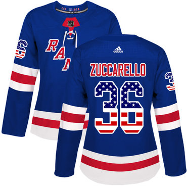 Personalized Women’s New York Rangers #36 Mats Zuccarello Royal Blue Home Authentic USA Flag Stitched NHL Jersey