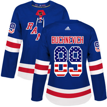 Personalized Women’s New York Rangers #89 Pavel Buchnevich Royal Blue Home Authentic USA Flag Stitched NHL Jersey