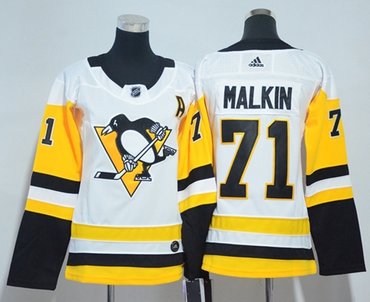 Personalized Women’s Pittsburgh Penguins #71 Evgeni Malkin White Road Authentic Stitched NHL Jersey