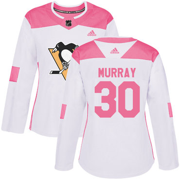 Personalized Women’s Pittsburgh Penguins #30 Matt Murray White Pink Authentic Fashion Stitched NHL Jersey