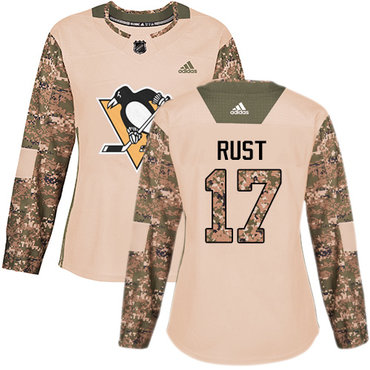 Personalized Women’s Pittsburgh Penguins #17 Bryan Rust Camo Authentic 2017 Veterans Day Stitched NHL Jersey