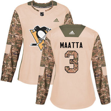 Personalized Women’s Pittsburgh Penguins #3 Olli Maatta Camo Authentic 2017 Veterans Day Stitched NHL Jersey