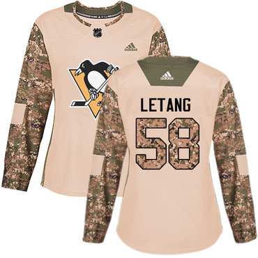 Personalized Women’s Pittsburgh Penguins #58 Kris Letang Camo Authentic 2017 Veterans Day Stitched NHL Jersey